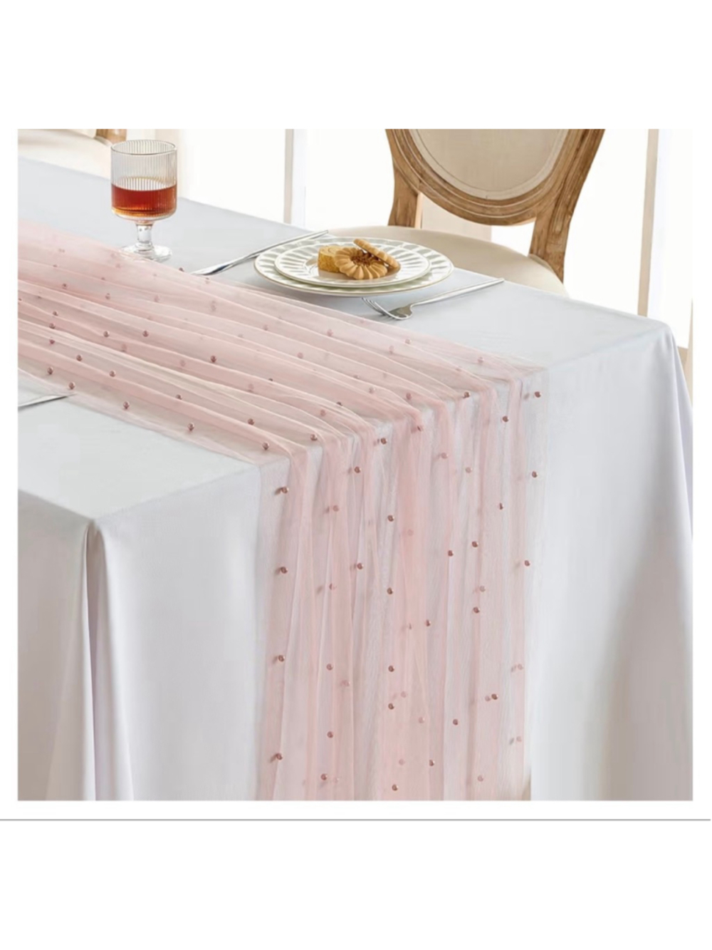 NEW 6 Pack Pearl Table Runner 10FT Dusty Pink Wedding Shower Tulle